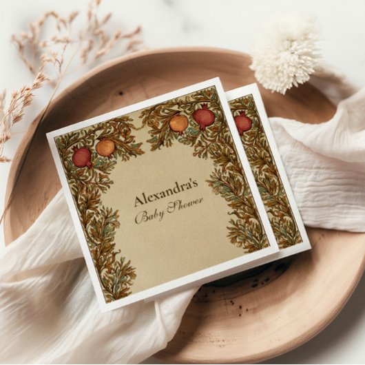 Art Nouveau Botanisch Baby shower Servet