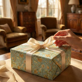 Art Nouveau Botanisch Behang – Mint Green Inpakpapier Vel