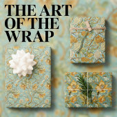 Art Nouveau Botanisch Behang – Mint Green Inpakpapier Vel