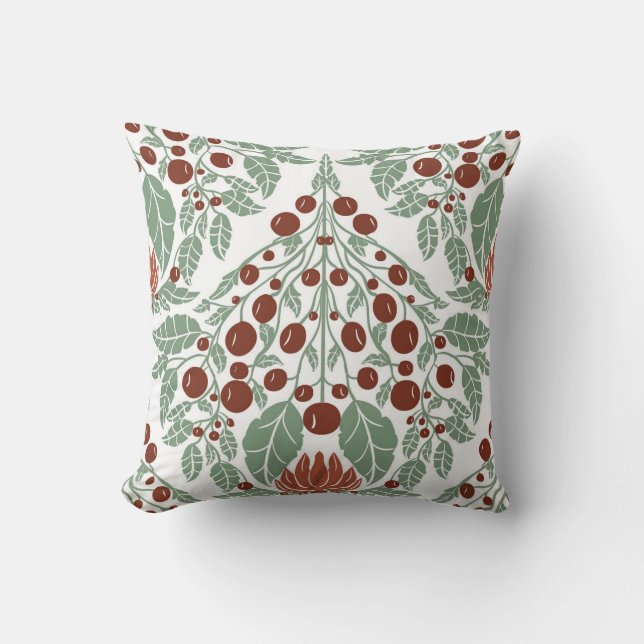 Art Nouveau Botanisch- bloemenschelp Kussen (Voorkant)