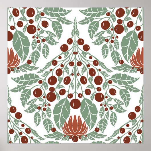 Art Nouveau Botanisch- bloemenschelp Poster (Voorkant)