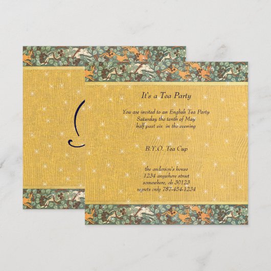 Art Nouveau Botanische Bloem Uitnodigingen voor he (Voorkant / Achterkant)