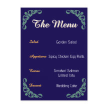 Art Nouveau Botanische Bloemige Blauwe Menu