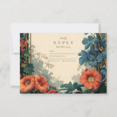 Art Nouveau Botanische bruiloft – Elegant Lijst RSVP Kaartje (Voorkant)