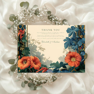 Art Nouveau Botanische Bruiloft – Elegante Lijst Bedankkaart