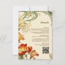 Art Nouveau Botanische Details QR Code RSVP Kaartje