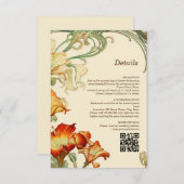 Art Nouveau Botanische Details QR Code RSVP Kaartje (Voorkant / Achterkant)