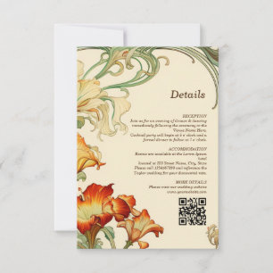  Art Nouveau Botanische Details QR Code RSVP Kaartje