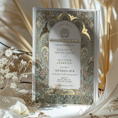 Art Nouveau Botanische Folie Bruiloft Gouden Accen Folie Uitnodiging