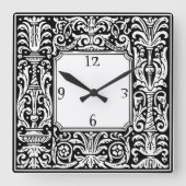 Art Nouveau Botanische geometrische grens Vierkante Klok (Voorkant)