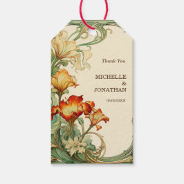 Art Nouveau Botanische Mucha Dank u Cadeaulabel