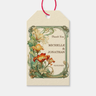 Art Nouveau Botanische Mucha Dank u Cadeaulabel