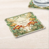 Art Nouveau Botanische Mucha Dank u Kartonnen Onderzetters (Schuin)