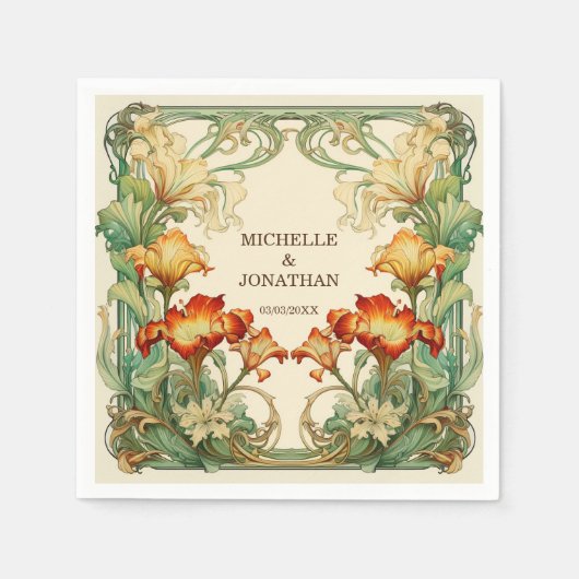  Art Nouveau Botanische Mucha Dank u Servet (Voorkant)