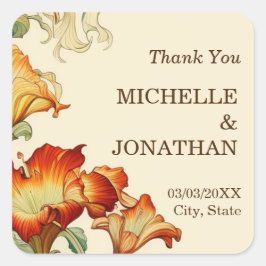 Art Nouveau Botanische Mucha Dank u Vierkante Sticker