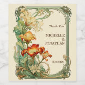 Art Nouveau Botanische Mucha Dank u Wijn Etiket (Enkel label)