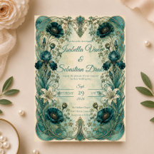 Art Nouveau Botanische Romantische Trouwdag met Sf