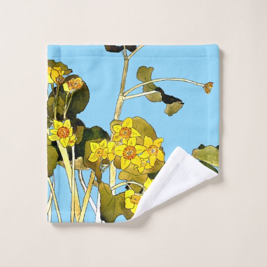 Art nouveau boterbloem bad handdoek (Wasdoekje)