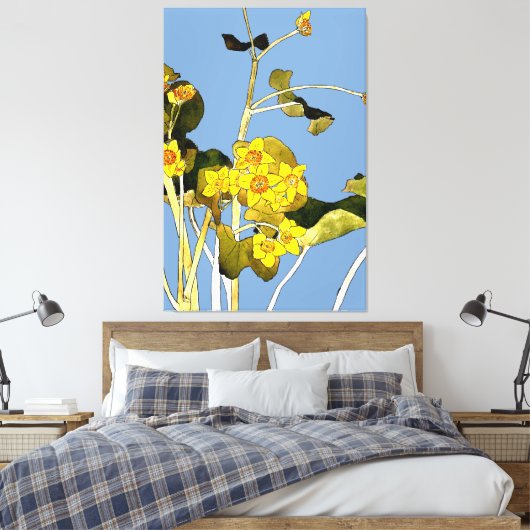 Art nouveau boterbloem canvas afdruk (Insitu (Slaapkamer))