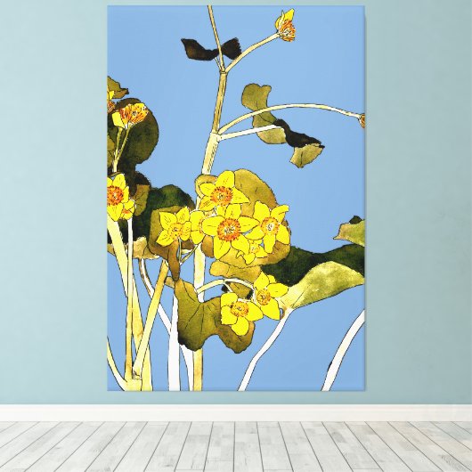 Art nouveau boterbloem canvas afdruk (Insitu (Houten vloer))