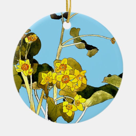 Art nouveau boterbloem keramisch ornament (Voorkant)