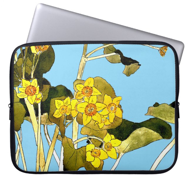 Art nouveau boterbloem laptop sleeve (Voorkant)
