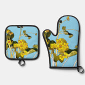 Art nouveau boterbloem ovenwant & pannenlap set (Voorkant)