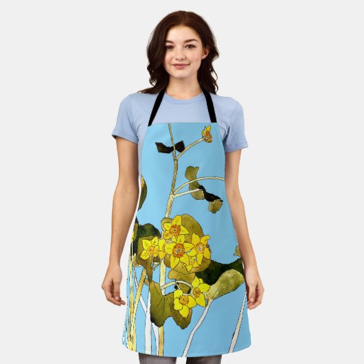 Art nouveau boterbloem schort (Gedragen)