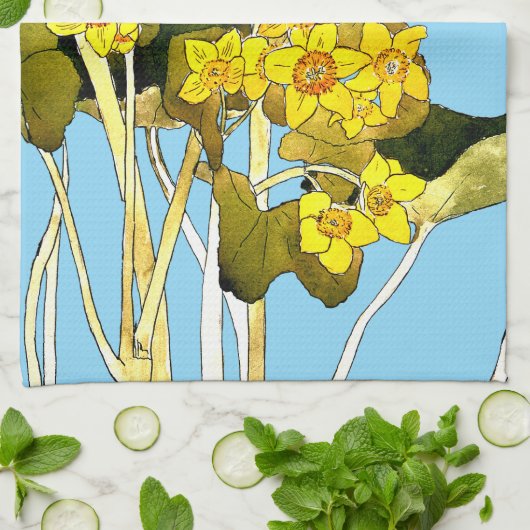 Art nouveau boterbloem theedoek (Gevouwen)