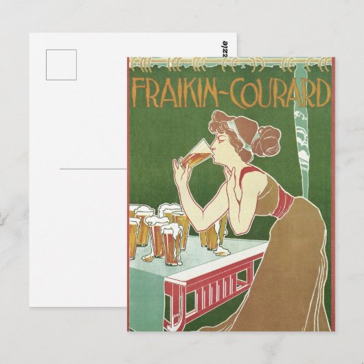  Art Nouveau Brasserie Fraikin-Courard Beer Briefkaart (Voorkant / Achterkant)