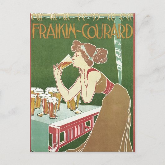  Art Nouveau Brasserie Fraikin-Courard Beer Briefkaart (Voorkant)