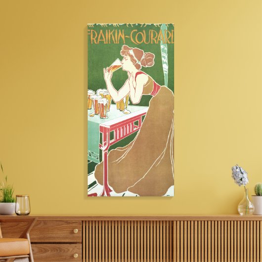 Art Nouveau Brasserie Fraikin-Courard Beer Canvas Afdruk (Insitu (Woonkamer))
