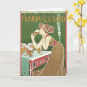  Art Nouveau Brasserie Fraikin-Courard Beer Kaart (Gele Bloem)