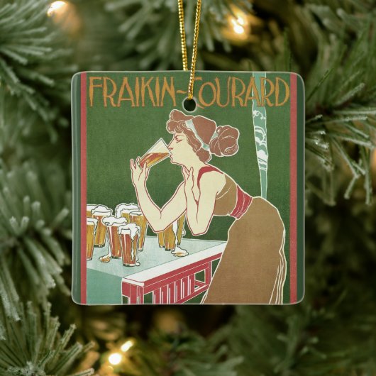  Art Nouveau Brasserie Fraikin-Courard Beer Keramisch Ornament (Boom)