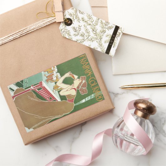 Art Nouveau Brasserie Fraikin-Courard Beer Rechthoekige Sticker (Geschenken)