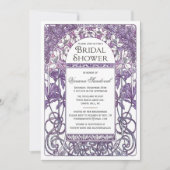 Art Nouveau Bridal Shower Invitation Paars Kaart (Voorkant)