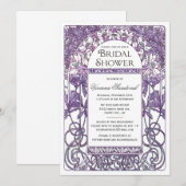 Art Nouveau Bridal Shower Invitation Paars Kaart (Voorkant / Achterkant)
