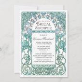 Art Nouveau  Bridal Shower Invitations Blue Kaart (Voorkant)