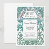 Art Nouveau Bridal Shower Invitations Blue Kaart (Voorkant / Achterkant)
