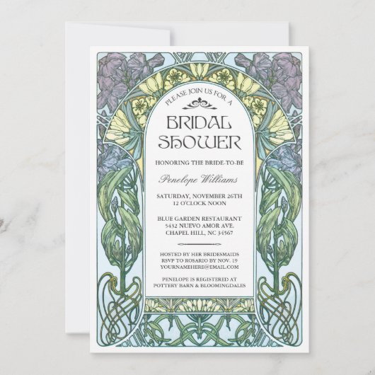Art Nouveau Bridal Shower Invitations V.01 Kaart (Voorkant)