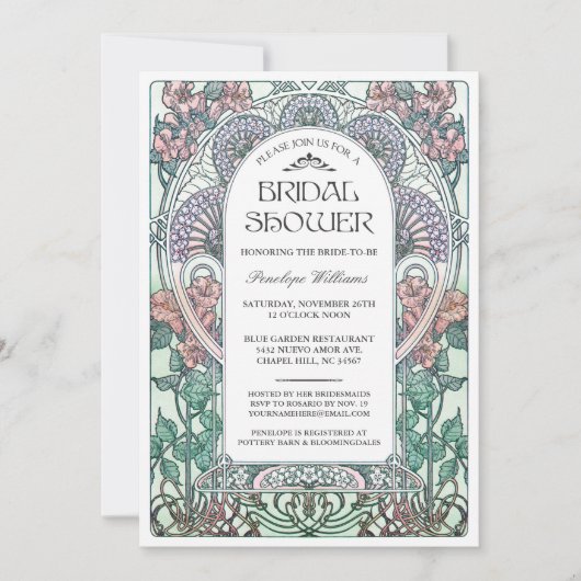 Art Nouveau Bridal Shower Invitations V.03 Kaart (Voorkant)