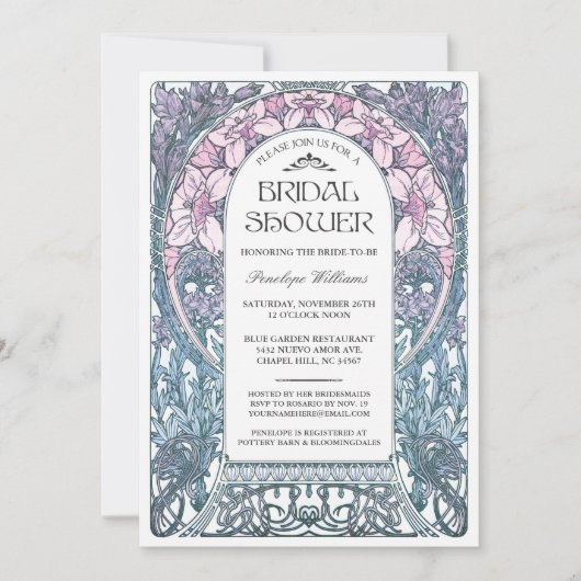 Art Nouveau Bridal Shower Invitations V.08 Kaart (Voorkant)