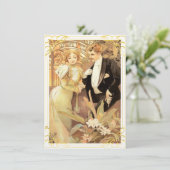 Art nouveau bride en groom kaart (Staand voorkant)