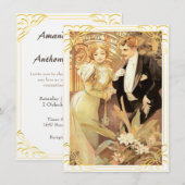 Art nouveau bride en groom kaart (Voorkant / Achterkant)
