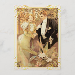 Art nouveau bride en groom kaart