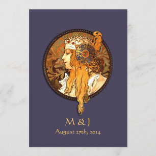 Art Nouveau Bride Wedding Invitation Kaart