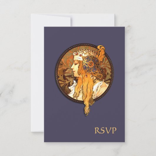 Art Nouveau Bride Wedding RSVP-kaart RSVP Kaartje (Voorkant)
