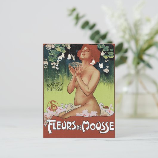 Art Nouveau Briefkaart - Fleurs de Mousse (Staand voorkant)
