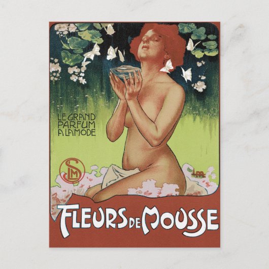 Art Nouveau Briefkaart - Fleurs de Mousse (Voorkant)