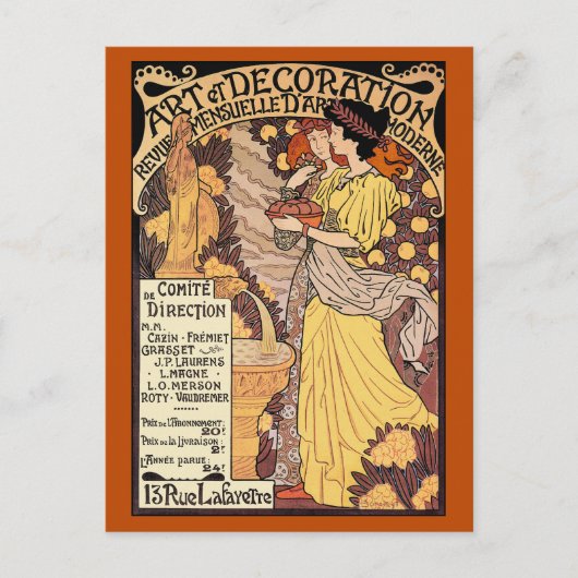 Art Nouveau Briefkaart: Kunst & Decoratie Briefkaart (Voorkant)